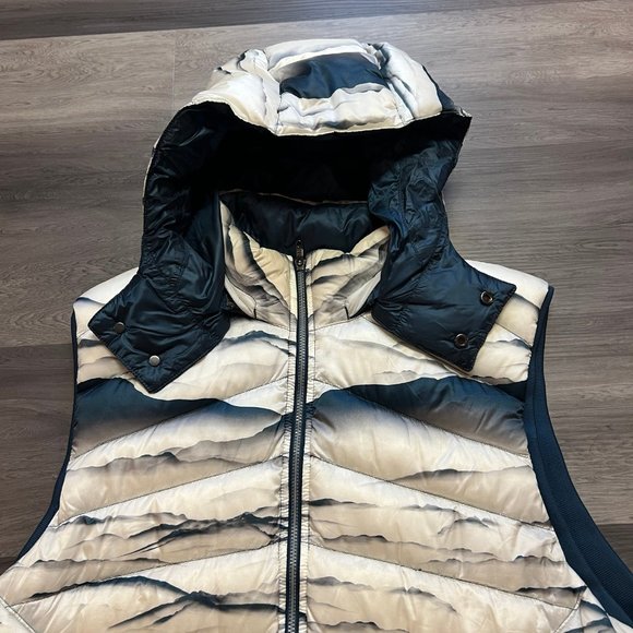 Lululemon Puffer Vest Mens Large Goose Down White Blue Hood Zip Jacket Athletic - Picture 3 of 6